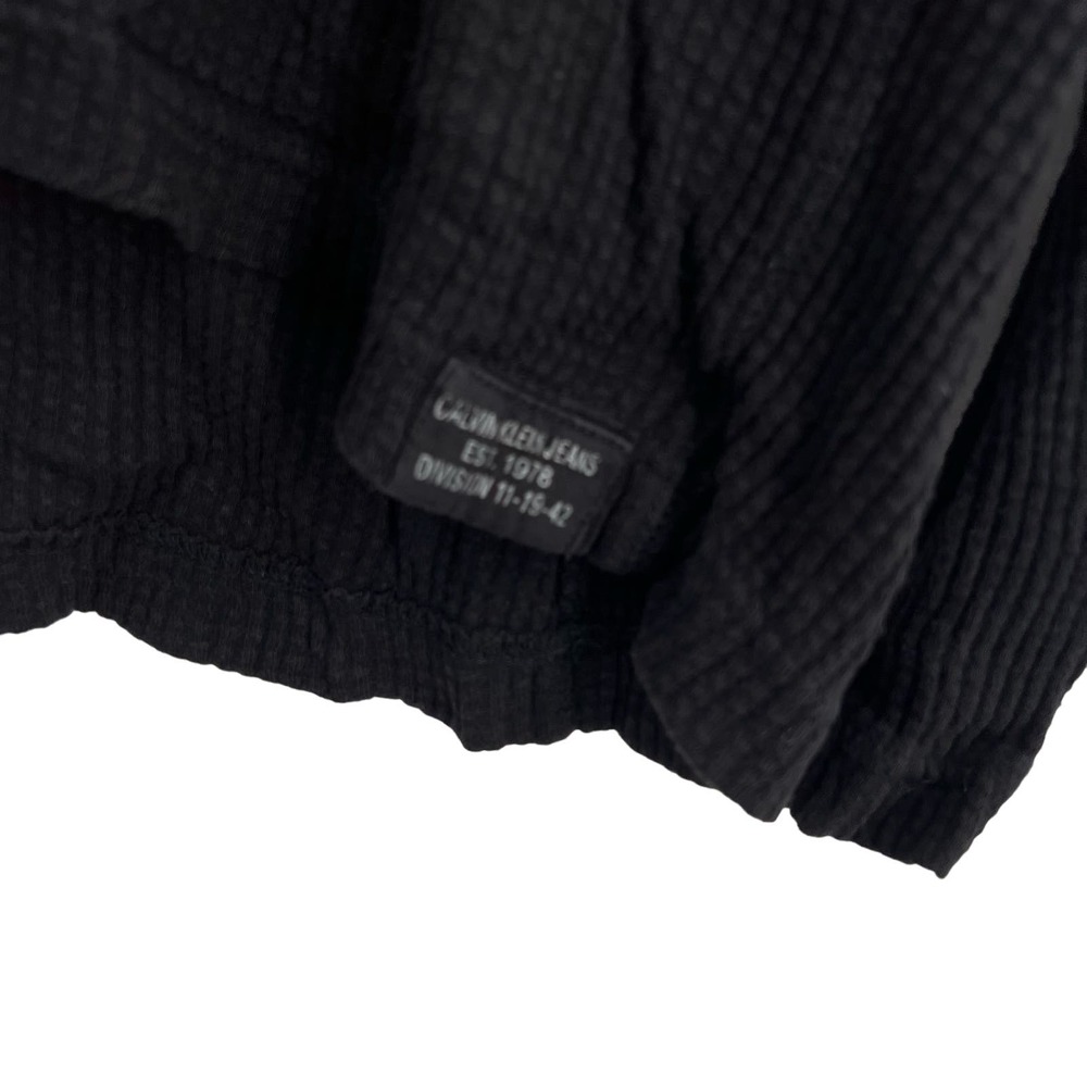 Calvin Klein Mens Waffle Knit Henley Hood Black Size Small - Picture 2 of 5